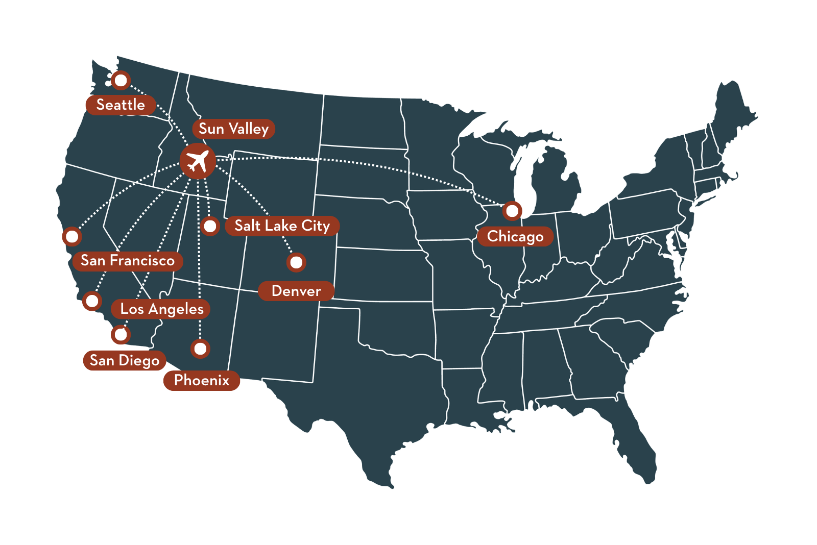a map of the united states with cities
